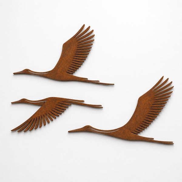 Escultura de Parede — Garças em Voo
