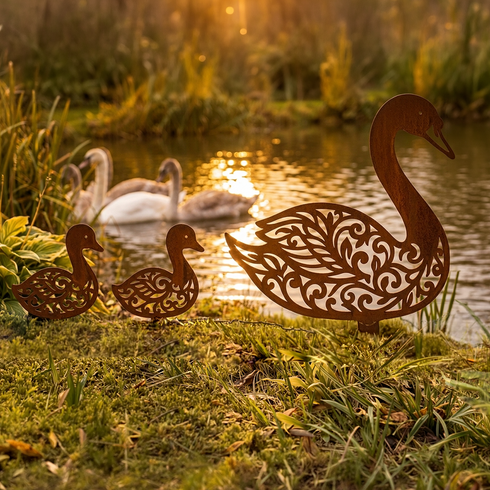 Escultura de Jardim - Cisnes